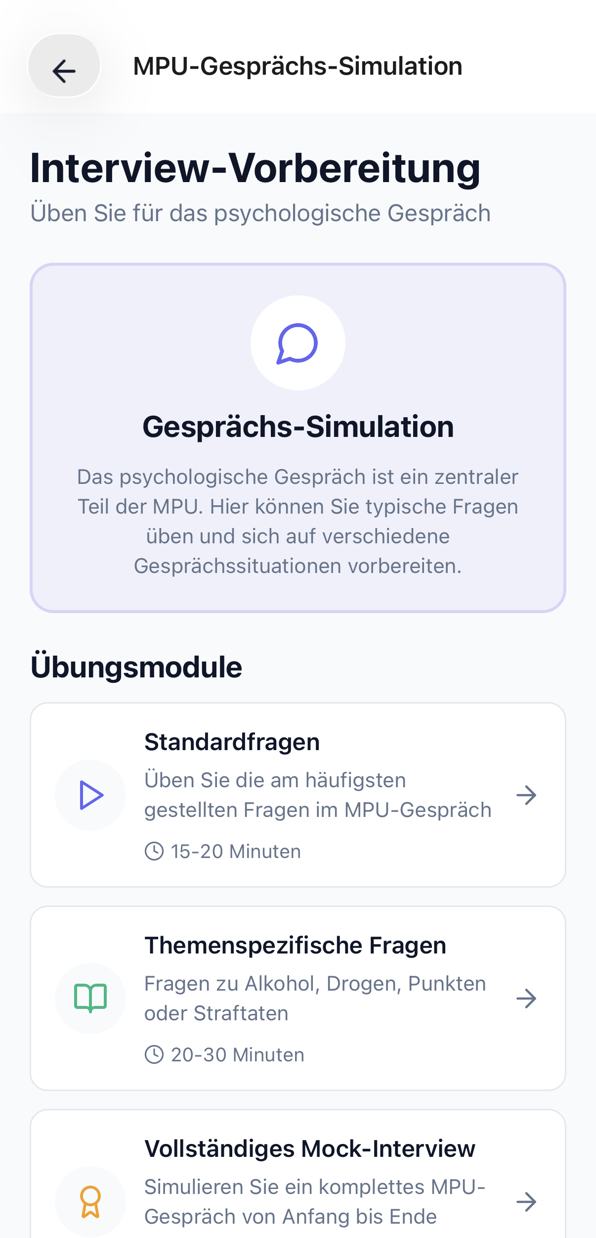 MPU-Gesprächssimulation zur Interview-Vorbereitung